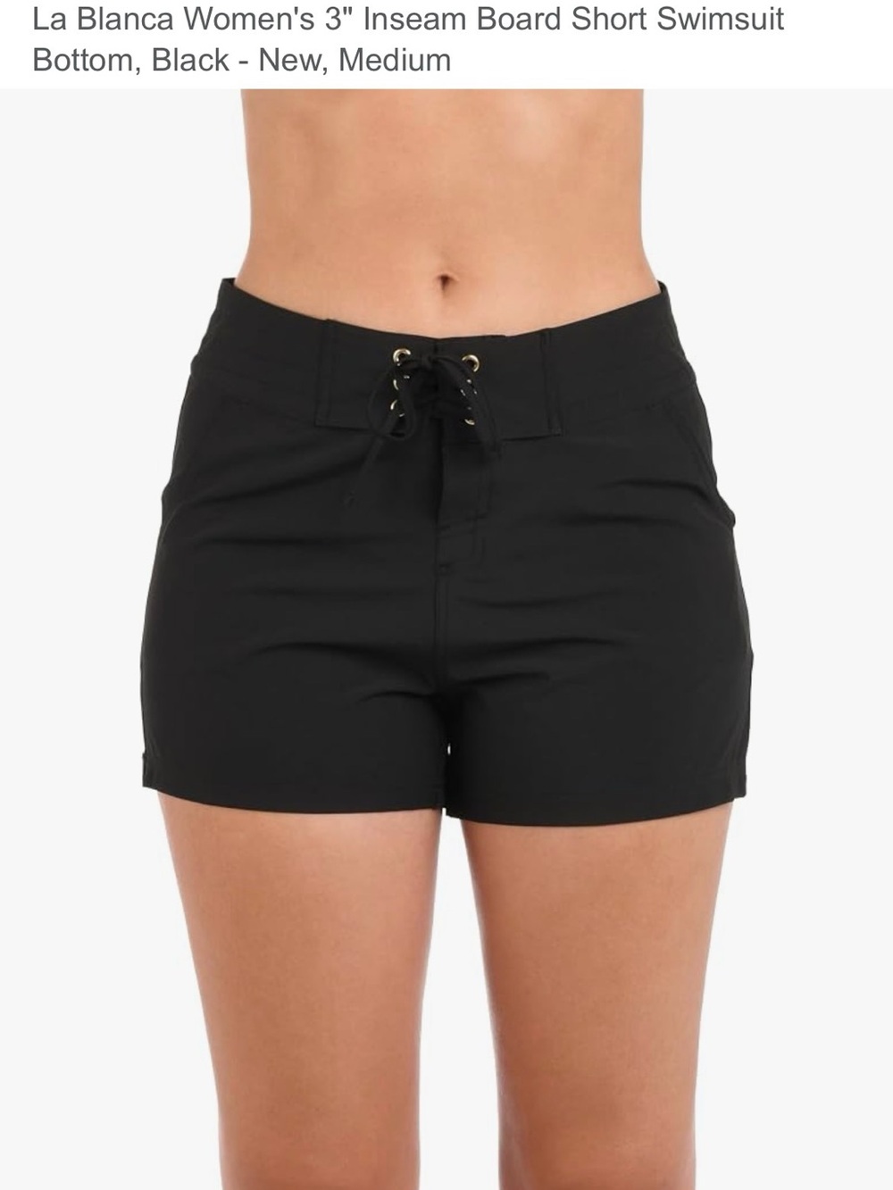 XS La Blanca Black Lace-Up Board Shorts